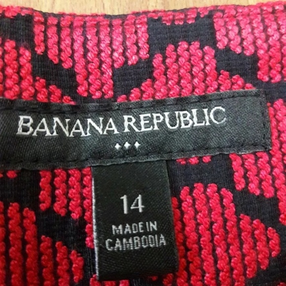 Banana Republic Red Black A-Line Skirt Size 14 - Picture 6 of 7